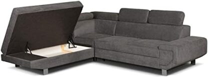 Olympia Furniture Artic Corner Grey Color Sofa Bed With Storage - Premium Quality Fabric - Right and Left Arm Sofa Bed - Image 4