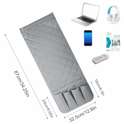 Omevett Sofa Remote Control Holder Armchair Caddy Non-Slip Bedside Sofa Caddy Hanging Soft Armrest Organiser Grey Arm Chair Tidy Organisers with 5 Pockets for Tablet Cellphone Magazines Book Glasses - Image 3