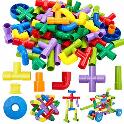 Onshine Pipe Tube Toy, Kids Pipes Building Blocks Construction Tubes Water Connecting Play Toys Learning Educational Toys for Kids Boys Girls Toddler Ages 3 4 5+ Years Olds - Image 2