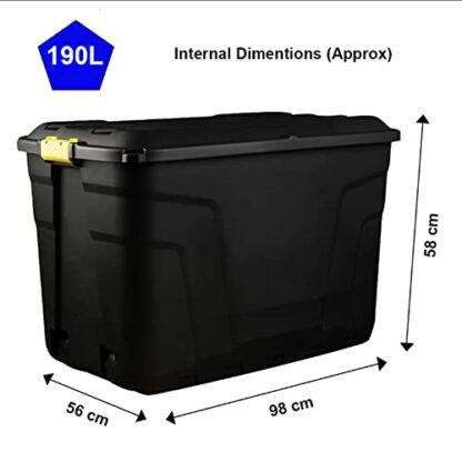 Original Organics Heavy Duty Extra Large Storage Box with Lid – 190L Lockable Storage Box Great for Indoor & Outdoor Storage – Storage Containers with Wheels - Image 3
