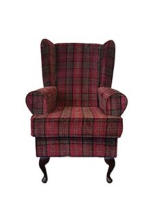 Orthopaedic high back, high seat 21" armchair in luxury tartan fabric