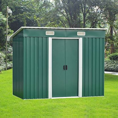 Outdoor Storage Metal Garden Apex Roof Storage Shed 6ft x 4ft/8ft x 4ft/ 8ft x 6ft/10ft x 8ft Green Or Grey Color 3 Outdoor Storage Metal Garden Apex Roof Storage Shed 6ft x 4ft/8ft x 4ft/ 8ft x 6ft/10ft x 8ft Green Or Grey Color - Image 3