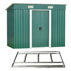 Outdoor Storage Metal Garden Apex Roof Storage Shed 6ft x 4ft/8ft x 4ft/ 8ft x 6ft/10ft x 8ft Green Or Grey Color
