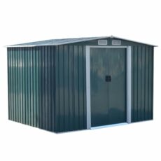 Outdoor Storage Shed Garden Utility Tool Storage House Backyard Lawn with Sliding Door, Green Sloped Pent Roof for Patio Backyard Bike Tool All-Weather 3 Sizes