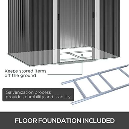 Outsunny 7 x 4ft Outdoor Storage Shed with Floor Foundation, Lean to Metal Garden Shed for Log, Rubbish Bin, Tool, Lawnmower, Bike, Patio and Lawn Use 4 Outsunny 7 x 4ft Outdoor Storage Shed with Floor Foundation, Lean to Metal Garden Shed for Log, Rubbish Bin, Tool, Lawnmower, Bike, Patio and Lawn Use - Image 4