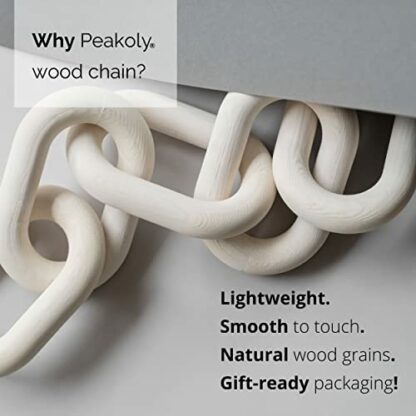 PEAKOLY Wood Chain Link Decor - Rustic White Washed Decorative Chain, Great as Coffee Table Decor or Shelf Decor, Made from Pine Wood, Matches Well with Farmhouse, Boho, Country or Modern Home Decor - Image 3