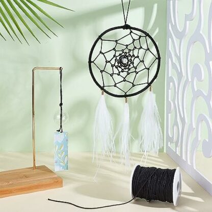 PH PandaHall 1.5mm 100 Yards Black Nylon Cord Wind Chime Cord Replacement Braided Lift Shade Blind String for Windows Roman Rollers Repair Gardening Plant Waist Beading String for Chinese Knotting - Image 3