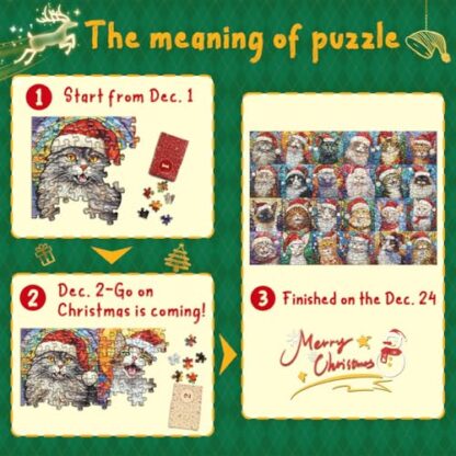 PICKFORU Christmas Advent Calendar 2024 Puzzles for Adults 1000 Pieces, Cat Mosaic Stained Glass Puzzle Countdown Calendar, Colorful Animal Christmas Jigsaw Puzzles as Home Decor 3 PICKFORU Christmas Advent Calendar 2024 Puzzles for Adults 1000 Pieces, Cat Mosaic Stained Glass Puzzle Countdown Calendar, Colorful Animal Christmas Jigsaw Puzzles as Home Decor - Image 3
