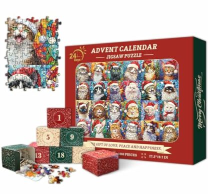 PICKFORU Christmas Advent Calendar 2024 Puzzles for Adults 1000 Pieces, Cat Mosaic Stained Glass Puzzle Countdown Calendar, Colorful Animal Christmas Jigsaw Puzzles as Home Decor 2 PICKFORU Christmas Advent Calendar 2024 Puzzles for Adults 1000 Pieces, Cat Mosaic Stained Glass Puzzle Countdown Calendar, Colorful Animal Christmas Jigsaw Puzzles as Home Decor - Image 2