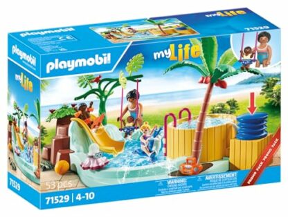 PLAYMOBIL 71529 myLife Promo Pack: Children's pool with whirlpool, water fun in the paddling pool, including wave slide, spring rocker, and baby swing, detailed play sets suitable for children ages 4+ 3 PLAYMOBIL 71529 myLife Promo Pack: Children's pool with whirlpool, water fun in the paddling pool, including wave slide, spring rocker, and baby swing, detailed play sets suitable for children ages 4+ - Image 3