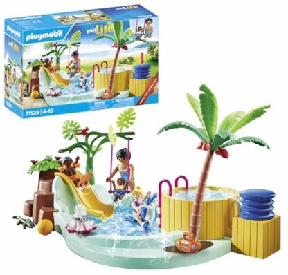 PLAYMOBIL 71529 myLife Promo Pack: Children's pool with whirlpool, water fun in the paddling pool, including wave slide, spring rocker, and baby swing, detailed play sets suitable for children ages 4+ 2 PLAYMOBIL 71529 myLife Promo Pack: Children's pool with whirlpool, water fun in the paddling pool, including wave slide, spring rocker, and baby swing, detailed play sets suitable for children ages 4+ - Image 2