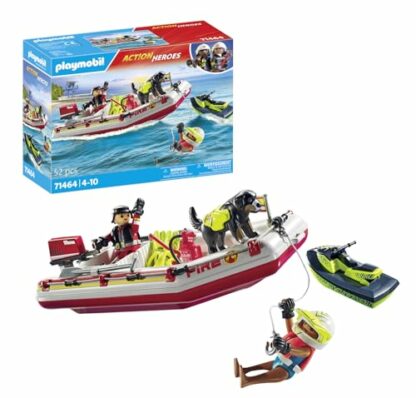 PLAYMOBIL Action Heroes 71464 Feuerwehrboot mit Aqua Scooter, aufregende Wasserrettung, inklusive Taucherbrille, Schwimmflossen und Rettungsweste, realittsnahes Spielzeug fr Kinder ab 4 Jahren 2 PLAYMOBIL Action Heroes 71464 Feuerwehrboot mit Aqua Scooter, aufregende Wasserrettung, inklusive Taucherbrille, Schwimmflossen und Rettungsweste, realittsnahes Spielzeug fr Kinder ab 4 Jahren - Image 2