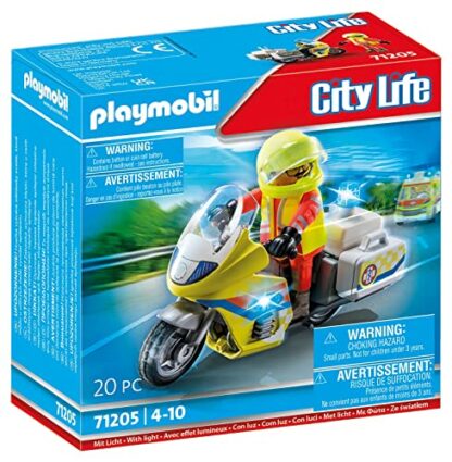PLAYMOBIL City Life 71205 Notarzt-Motorrad mit Blinklicht, Spielzeug für Kinder ab 4 Jahren - Image 3