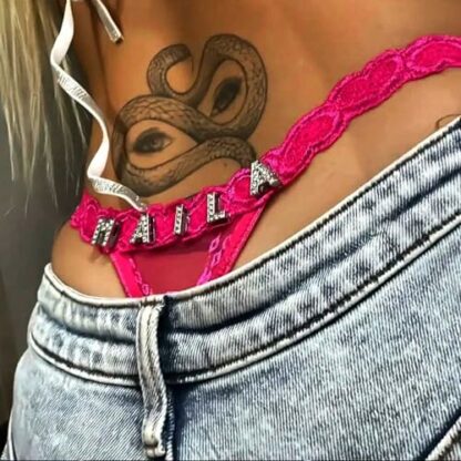 PPETAUL 2-Pack Custom Thong with Name - Personalized Name Thong Rhinestone Silvery Golden Letters G-String Tanga Lingerie - Image 3