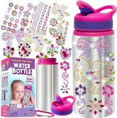 PURPLE LADYBUG Decorate Your Own Water Bottle Craft Kits for Kids - Girls Birthday Presents for Age 6+ & Gifts for 10 Year Olds Girls - Arts and Crafts for Kids Age 6-12 & Great 8 Year Old Girl Gifts