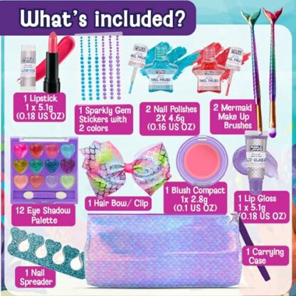 PURPLE LADYBUG Mermaid Kids Makeup Sets for Girls Age 4-12 - Washable Girls Make Up Set 5-7, Non-Toxic Make Up Set for Girls, & Mermaid Gifts for Girls Age 4 5 6 7 8 9 10 11 12 - Stocking Fillers Kids 3 PURPLE LADYBUG Mermaid Kids Makeup Sets for Girls Age 4-12 - Washable Girls Make Up Set 5-7, Non-Toxic Make Up Set for Girls, & Mermaid Gifts for Girls Age 4 5 6 7 8 9 10 11 12 - Stocking Fillers Kids - Image 3