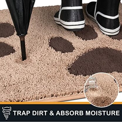 PURRUGS Dirt Trapper Door mat, Non-Skid/Slip Machine Washable Entryway Rug, Dog Door Mat, Super Absorbent Welcome mat for Muddy Wet Shoes and Paws - Image 4