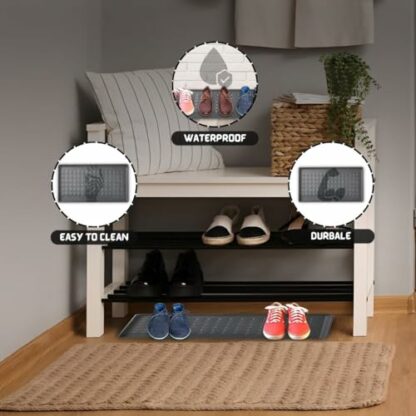 PaMeer Heavy Duty Shoe Tray, Shoe Mat, Waterproof Drip Trays Indoor & Outdoor, Multi- Purpose Boot Mat For Boots, Shoes, Pets, Garden_ Plastic Tray_ Grey_71x35 cm - Image 4