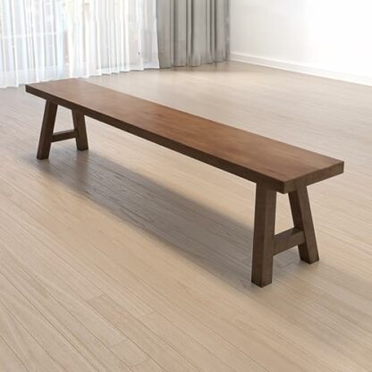 Pine Entryway Shoe Bench for Kitchen Table Modern Design Wood Dining Bench with Easy Assembly Farmhouse Bench for Dining Room Table Brown (120cm/4ft) - Image 2