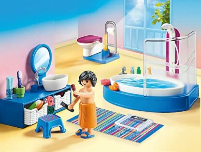 PlayMOBIL 70211 Dollhouse Furnished Bathroom, Fun Imaginative Role-Play, Playset Suitable for Children Ages 4+ - Image 3