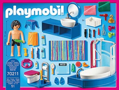 PlayMOBIL 70211 Dollhouse Furnished Bathroom, Fun Imaginative Role-Play, Playset Suitable for Children Ages 4+ - Image 4