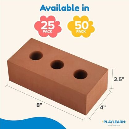 Playlearn 25 Packs Bricks Building Role Play Toy, Life Size Large Fake Pretend Foam Construction Blocks,Developmental Toy for Kids 3 Playlearn 25 Packs Bricks Building Role Play Toy, Life Size Large Fake Pretend Foam Construction Blocks,Developmental Toy for Kids - Image 3