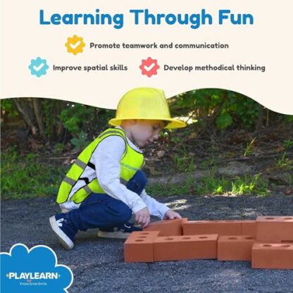 Playlearn 25 Packs Bricks Building Role Play Toy, Life Size Large Fake Pretend Foam Construction Blocks,Developmental Toy for Kids 4 Playlearn 25 Packs Bricks Building Role Play Toy, Life Size Large Fake Pretend Foam Construction Blocks,Developmental Toy for Kids - Image 4