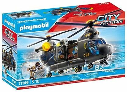 Playmobil 71149 City Action Tactical Police Twin-Prop Helicopter, highly detailed SWAT rescue helicopter with light and sound module, fun imaginative role-play, playset suitable for children ages 5+ 3 Playmobil 71149 City Action Tactical Police Twin-Prop Helicopter, highly detailed SWAT rescue helicopter with light and sound module, fun imaginative role-play, playset suitable for children ages 5+ - Image 3