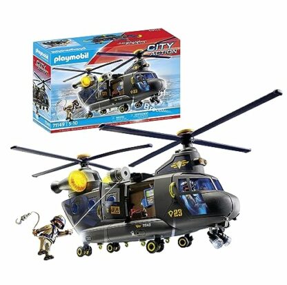 Playmobil 71149 City Action Tactical Police Twin-Prop Helicopter, highly detailed SWAT rescue helicopter with light and sound module, fun imaginative role-play, playset suitable for children ages 5+ 2 Playmobil 71149 City Action Tactical Police Twin-Prop Helicopter, highly detailed SWAT rescue helicopter with light and sound module, fun imaginative role-play, playset suitable for children ages 5+ - Image 2