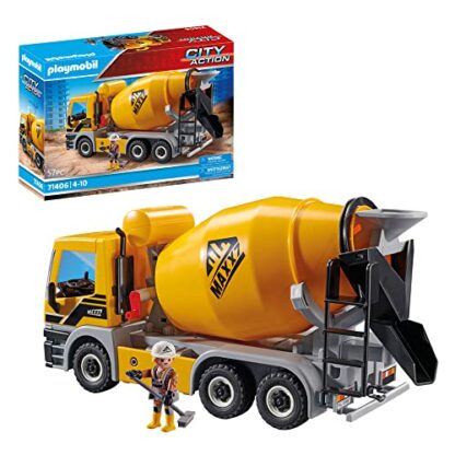 Playmobil 71406 Concrete Mixer, RC capable vehicle with trailer hitch and rotatable mixing drum, toy playset suitable for ages 4+ 3 Playmobil 71406 Concrete Mixer, RC capable vehicle with trailer hitch and rotatable mixing drum, toy playset suitable for ages 4+ - Image 3