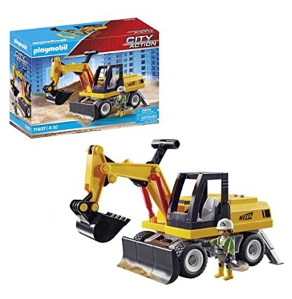 Playmobil 71407 Excavator with shovel, 360° rotating superstructure and support feet, toy playset suitable for ages 4+ - Image 2