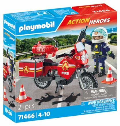 Playmobil 71466 Action Heroes: Motorcycle & Oil Spill Incident, with a radio and a fire extinguisher, fun imaginative role-play, realistic play sets suitable for children ages 4+ 3 Playmobil 71466 Action Heroes: Motorcycle & Oil Spill Incident, with a radio and a fire extinguisher, fun imaginative role-play, realistic play sets suitable for children ages 4+ - Image 3