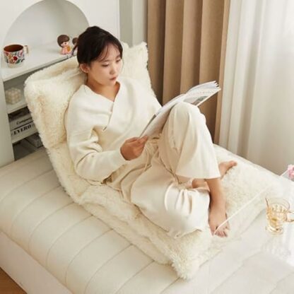 Portable Floor Chair, Backrest Floor Chair, Adjustable Tatami Chair Gaming Chair with 5 Adjustable Positions Back Support, Lazy Sofa Lounge for Playing Reading Meditating Room Recliner, Washable Chair - Image 3