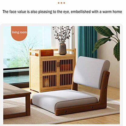 Portable Floor Chair, Japanese Style Legless Tatami Chair with Back Support, Window Lazy Backrest Chair, Meditation Floor Seating for Living Room Bedroom Balcony Chair with Cushion 4 Portable Floor Chair, Japanese Style Legless Tatami Chair with Back Support, Window Lazy Backrest Chair, Meditation Floor Seating for Living Room Bedroom Balcony Chair with Cushion - Image 4