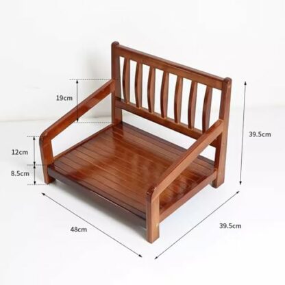 Portable Floor Chair with Backrest Japanese Style Wooden Lazy Floor Chair with Armrests Legless Tatami Chair for Bay Window, Living Room, Bedroom - Image 4