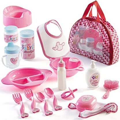 Prextex 18-Piece Baby Doll Accessories Set with Carrying Case - The Ultimate Stocking Filler for Kids, Toddlers, and Girls - Includes Everything for Lifelike Baby Doll Playtime Fun 2 Prextex 18-Piece Baby Doll Accessories Set with Carrying Case - The Ultimate Stocking Filler for Kids, Toddlers, and Girls - Includes Everything for Lifelike Baby Doll Playtime Fun - Image 2