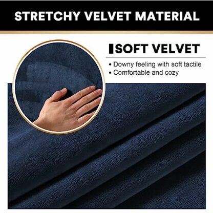 PrinceDeco 4 Pieces Couch Covers Velvet Couch Covers for 3 Cushion Sofa Soft Furniture Protector with Non Slip Elastic Bottom Washable Couch Covers Width Up to 90 Inch (Large, Navy) 4 PrinceDeco 4 Pieces Couch Covers Velvet Couch Covers for 3 Cushion Sofa Soft Furniture Protector with Non Slip Elastic Bottom Washable Couch Covers Width Up to 90 Inch (Large, Navy) - Image 4