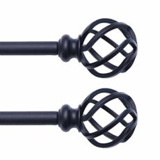 'QITERI Curtain Rod 2Pack with Twisting Cage Finials, 3/4'' Single Window Rod'