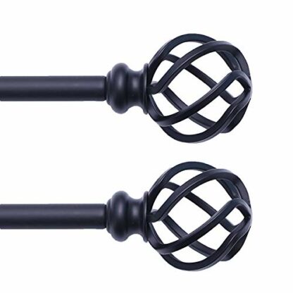 'QITERI Curtain Rod 2Pack with Twisting Cage Finials, 3/4'' Single Window Rod' - Image 2