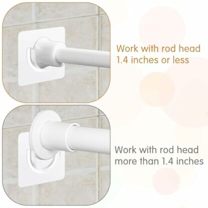 Qianyu 4 Pcs No Drill Shower Rod Brackets Plastic Self Adhesive Clear Curtain Rod Holders Hooks Nail Free Adjustable Curtain Hangers Transparent Wall Mount Holder for Shower Curtain Rod Invisible - Image 4