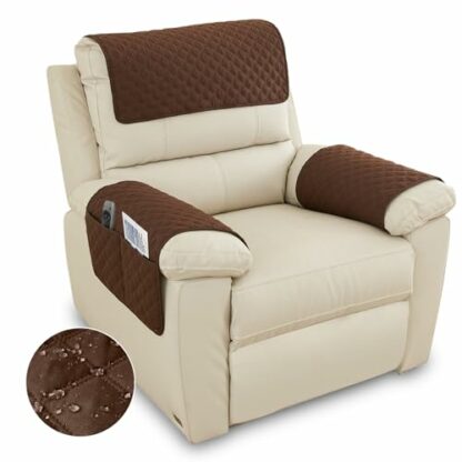 RAINPOP 3Pcs Sofa Armrest Cover, Waterproof and Nonslip Armchair Covers for Arms Headrest, Sofa Slipcover with Side Pocket Abrasion Furniture Protector, Quilted Protector for Pets Leather Couch 2 RAINPOP 3Pcs Sofa Armrest Cover, Waterproof and Nonslip Armchair Covers for Arms Headrest, Sofa Slipcover with Side Pocket Abrasion Furniture Protector, Quilted Protector for Pets Leather Couch - Image 2