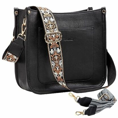 RAVUO Crossbody Bags for Women, Vegan Leather Shoulder Bag Fashion Ladies Handbags with 2 Adjustable Straps - Image 2