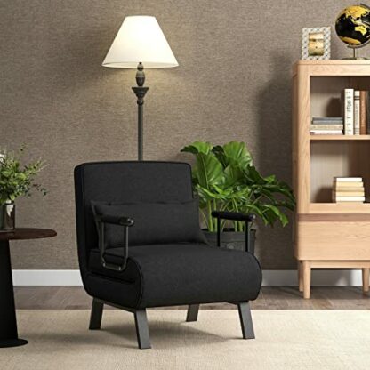 RELAX4LIFE Folding Sofa Bed, 4-in-1 Convertible Lounge Recliner Sleeper with 6-Position Adjustable Backrest and Removable Pillow, Upholstered Single Sofa Chair Guest Bed for Home Office 3 RELAX4LIFE Folding Sofa Bed, 4-in-1 Convertible Lounge Recliner Sleeper with 6-Position Adjustable Backrest and Removable Pillow, Upholstered Single Sofa Chair Guest Bed for Home Office - Image 3