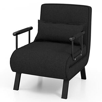 RELAX4LIFE Folding Sofa Bed, 4-in-1 Convertible Lounge Recliner Sleeper with 6-Position Adjustable Backrest and Removable Pillow, Upholstered Single Sofa Chair Guest Bed for Home Office 2 RELAX4LIFE Folding Sofa Bed, 4-in-1 Convertible Lounge Recliner Sleeper with 6-Position Adjustable Backrest and Removable Pillow, Upholstered Single Sofa Chair Guest Bed for Home Office - Image 2