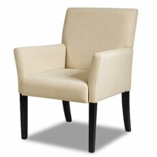RELAX4LIFE Linen Fabric Armchair, Solid Wood Padded Sofa Chair with Anti-slip Foot Pads, Ergonomic Upholstered Accent Chair for Living Room Bedroom Office