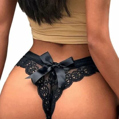 ROSVAJFY Women’s Sexy Lace Panties Bowknot Thongs Ladies Underwear Cheeky Tanga Low Rise Floral Lace Knicker See Through Hipster Bikini Briefs G-String 2 ROSVAJFY Women’s Sexy Lace Panties Bowknot Thongs Ladies Underwear Cheeky Tanga Low Rise Floral Lace Knicker See Through Hipster Bikini Briefs G-String - Image 2