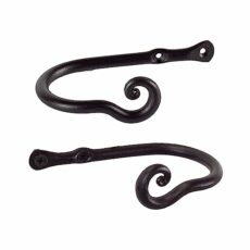 RTZEN Curtain Holders for Wall - Farmhouse Curtain Hooks for Drapes - Creative Black Curtain Tiebacks - Wrought Iron Drapery Curtain Holdbacks - Unique Metal Tie Backs for Curtains - 2 Pcs