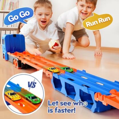 Race Track Truck Toys for 2 3 4 Year Old Boys Gifts: 65 Inch Folded Transport Carrier Truck for Boys Toys Age 2 3 4 - Toddler Toy Cars Gifts for 2 3 4 5 Year Old Boys 3 Race Track Truck Toys for 2 3 4 Year Old Boys Gifts: 65 Inch Folded Transport Carrier Truck for Boys Toys Age 2 3 4 - Toddler Toy Cars Gifts for 2 3 4 5 Year Old Boys - Image 3