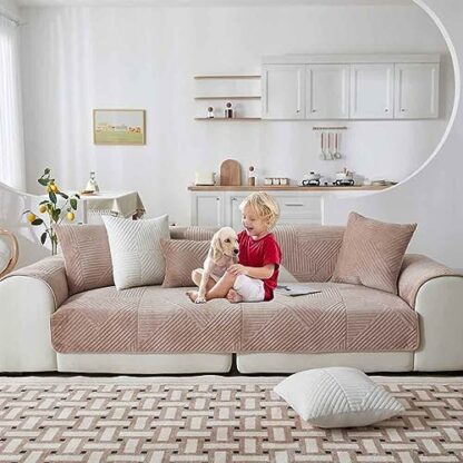 Racib Funny Fuzzy Corner Non Slip Sofa Cover,Velvet Sofa Covers Waterproof Sofa Slipcovers Couch Covers Apply To L Shape 1 Seater 2 Seater 3 Seater 4 Seater Sofa - Image 3