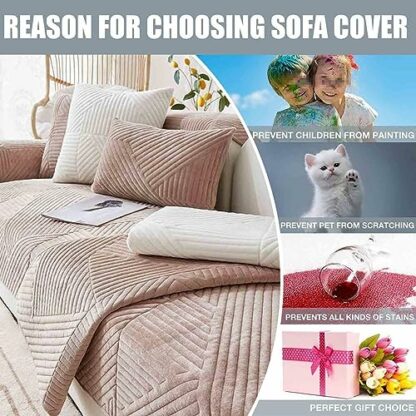 Racib Funny Fuzzy Corner Non Slip Sofa Cover,Velvet Sofa Covers Waterproof Sofa Slipcovers Couch Covers Apply To L Shape 1 Seater 2 Seater 3 Seater 4 Seater Sofa - Image 4